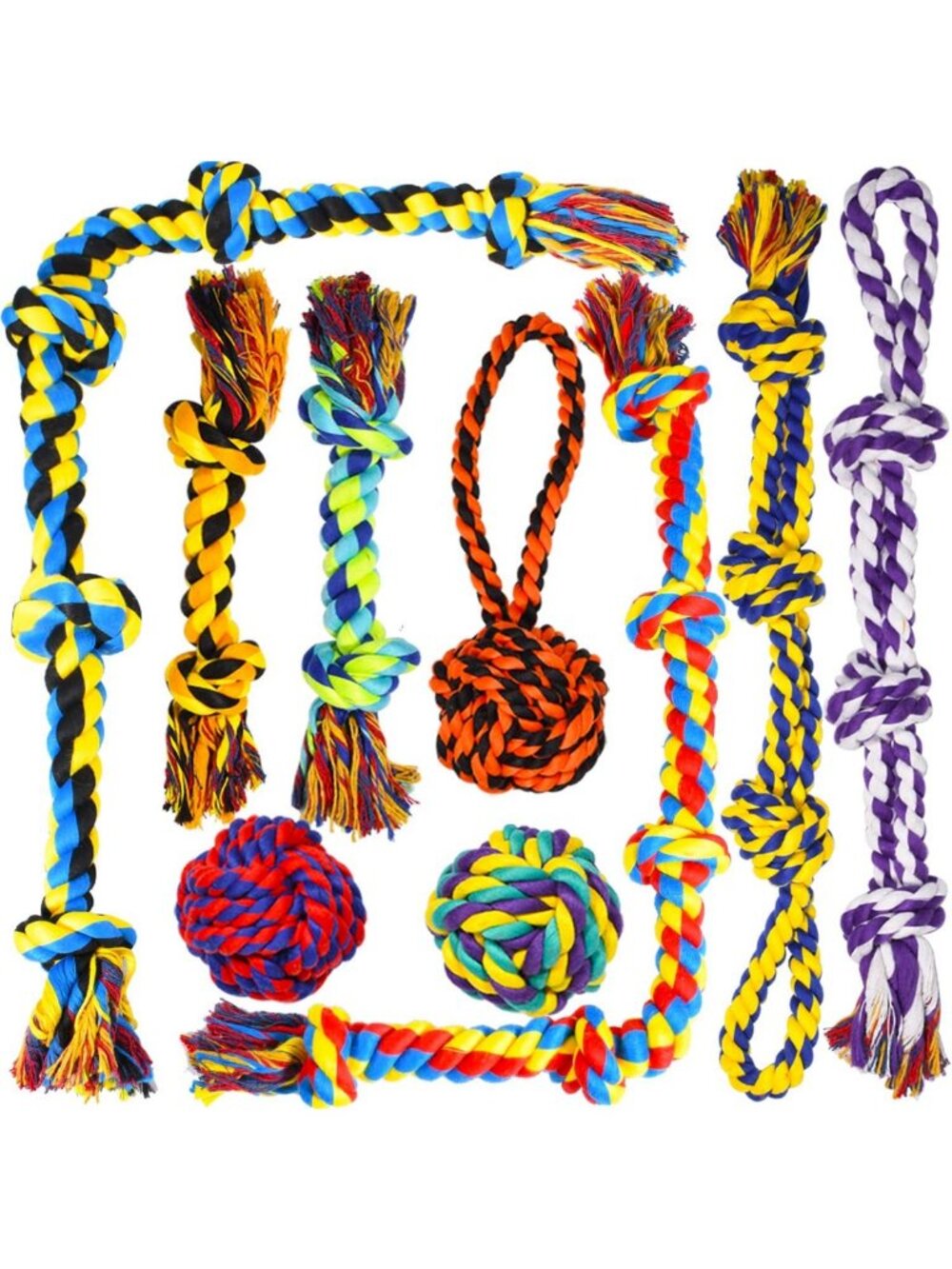 Large Tough Chew Toys for Aggressive Chewers | 9 Pack Heavy Duty Rope & Tug Toys